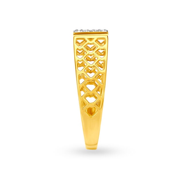 Square Carved Diamond Finger Ring For Men,,hi-res 3