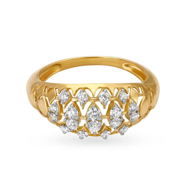 Fascinating 18 Karat Yellow Gold And Diamond Finger Ring 2