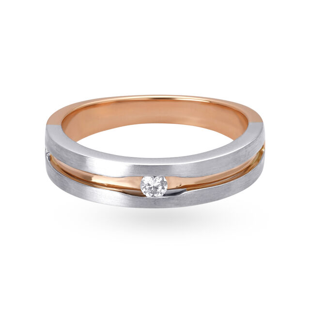 Elegant 18 Karat White And Rose Gold And Diamond Finger Ring 2