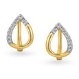 Fancy Leaf Pattern Diamond Hoop Earrings 
