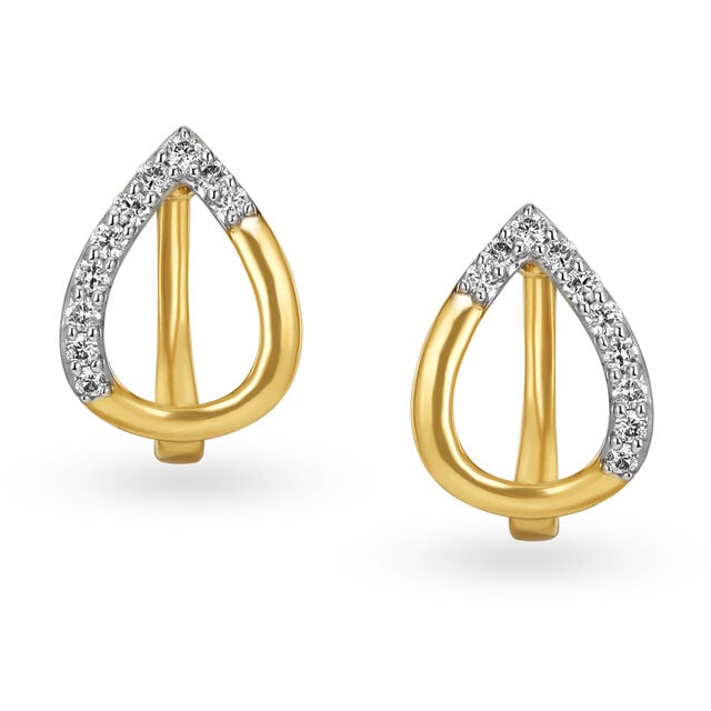 Fancy Leaf Pattern Diamond Hoop Earrings 