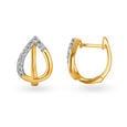Fancy Leaf Pattern Diamond Hoop Earrings 2
