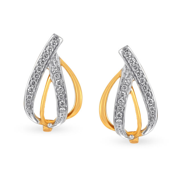 Tanishq Trendy Teardrop Diamond Hoops in 18K Yellow Gold for Women 