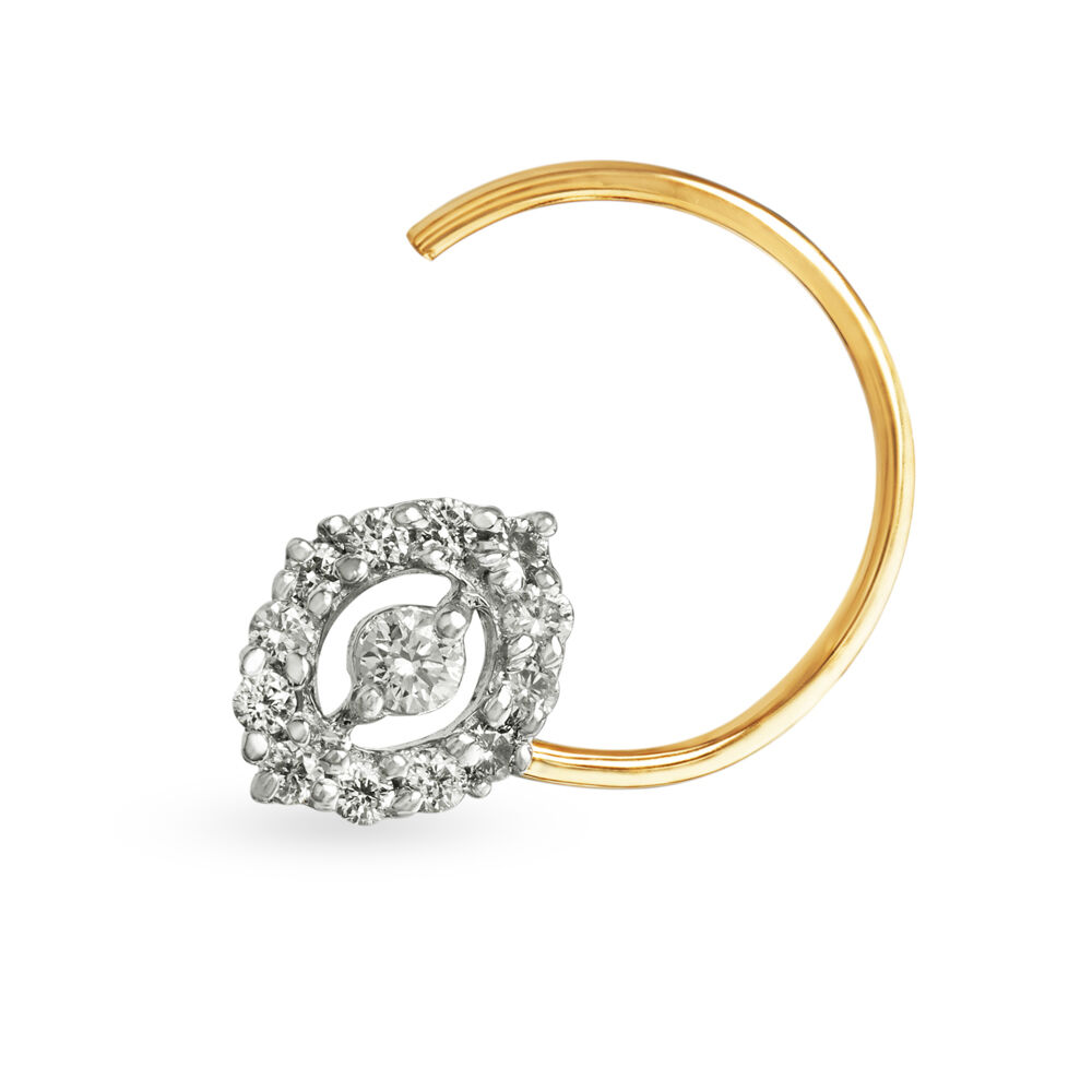 White/yellow Gold Diamond Nose Stud Pin 18ct 4-claw Set