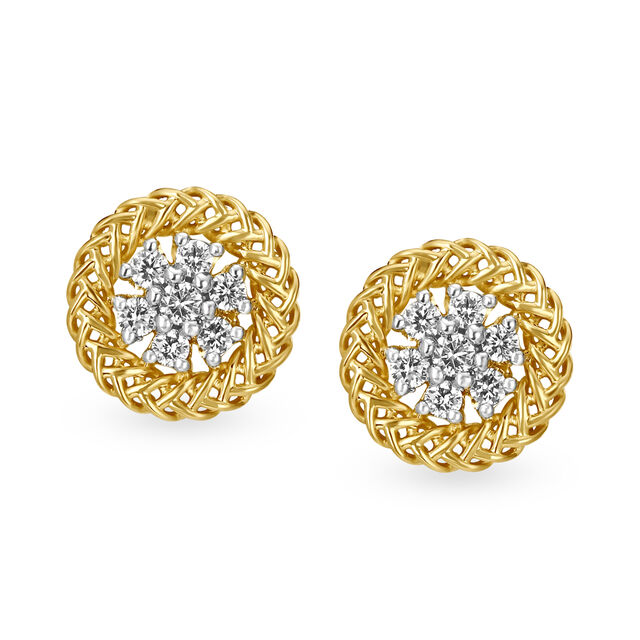 Traditional Floral Diamond Stud Earrings 
