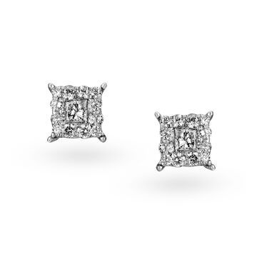 Chic Diamond and White Gold Stud Earrings