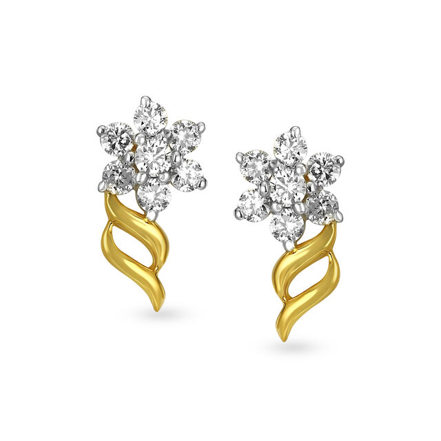 Floral Seven Stone Diamond Stud Earrings 