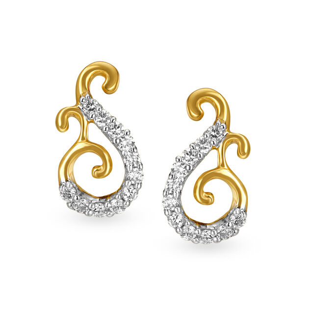 Glamorous Gold and Diamond Stud Earrings 