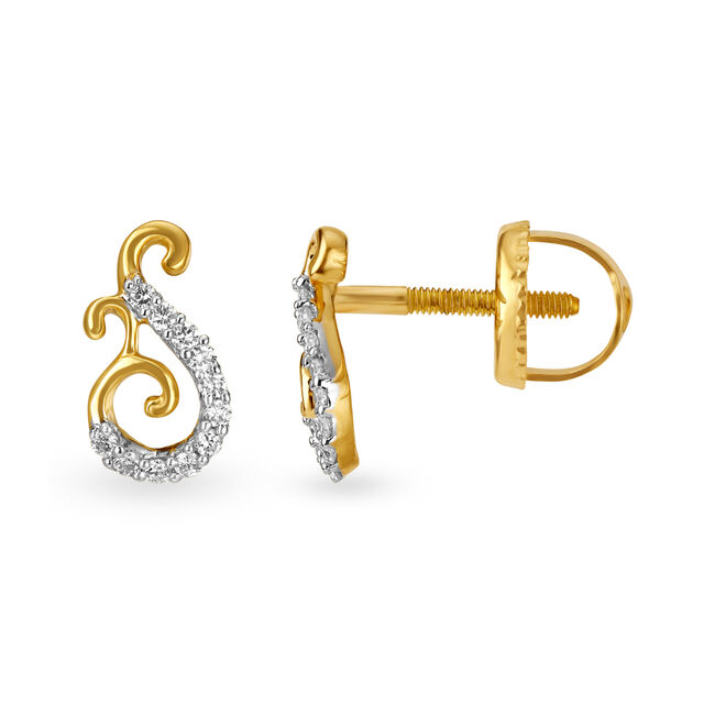 Glamorous Gold and Diamond Stud Earrings 2