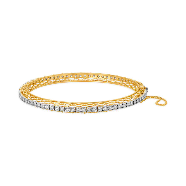 Sleek Delicate Diamond and Gold Bangle 
