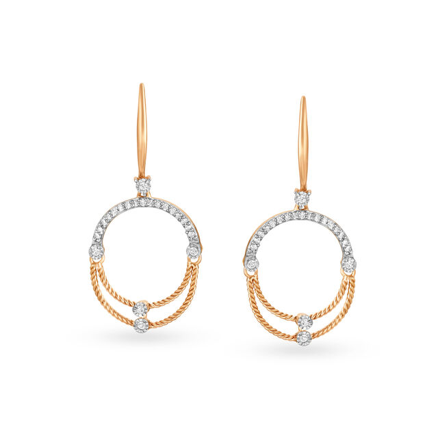 Contemporary 18 Karat Yellow And White And Rose Gold And Diamond Hoops,,hi-res 