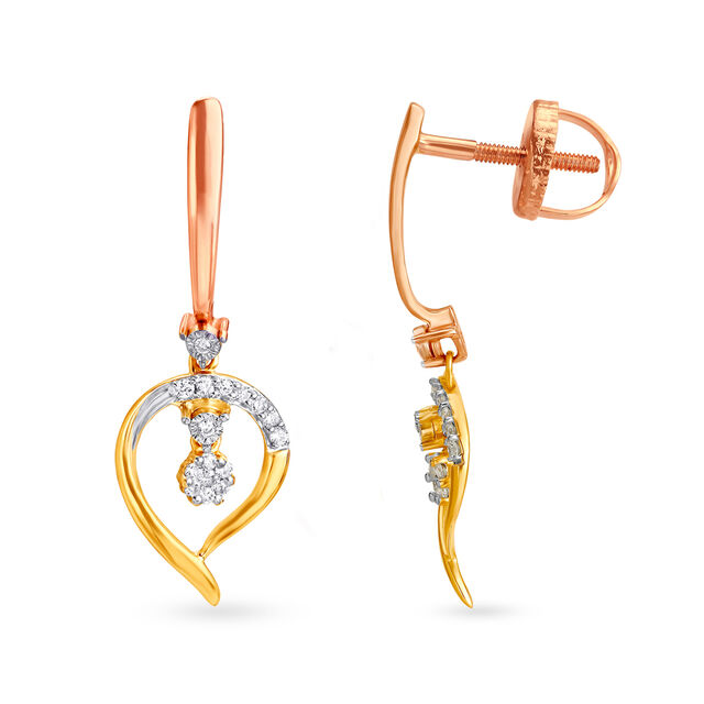 Dainty Leaf Diamond Hoop Earrings 2