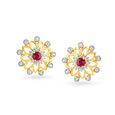 Floral Ruby Yellow and White Gold Stud Earrings,,hi-res 