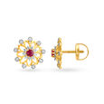 Floral Ruby Yellow and White Gold Stud Earrings,,hi-res 2