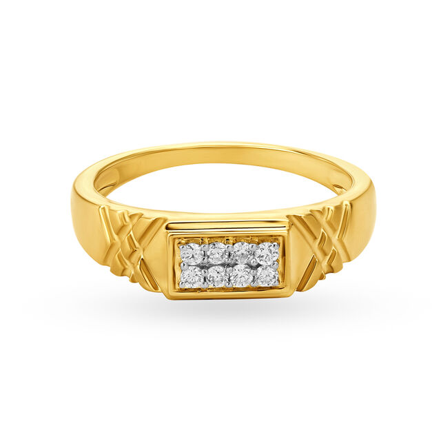 Handsome 18 Karat Gold Criss-Cross Patterned Ring 3