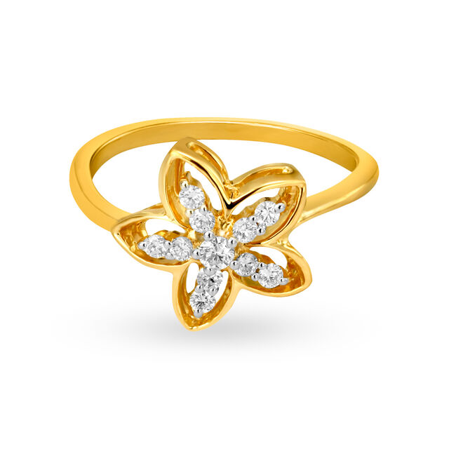 Charming 18 Karat Gold And Diamond Flower Ring,,hi-res 2