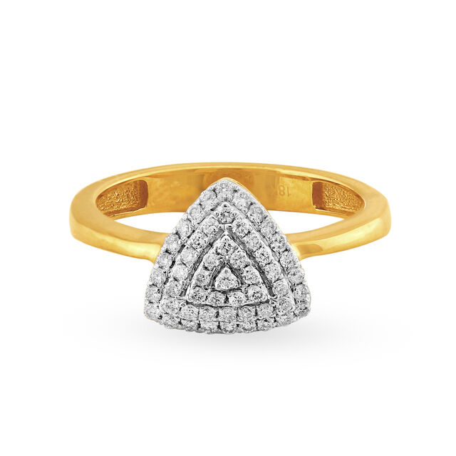 Stunning 18 Karat Yellow Gold And Diamond Triangle Cocktail Ring 2