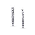 Sparkling Sleek Diamond Hoop Earrings in White Gold,,hi-res 