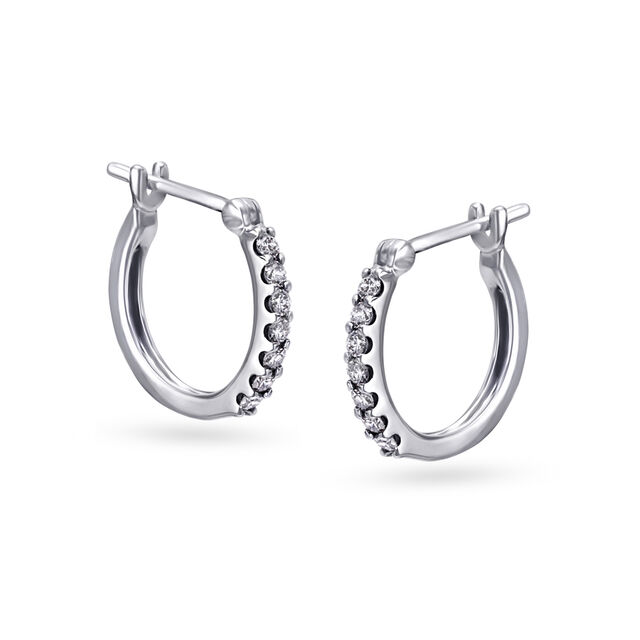 Sparkling Sleek Diamond Hoop Earrings in White Gold,,hi-res 3
