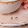 Spiral Floral Single Stone Diamond Stud Earrings 