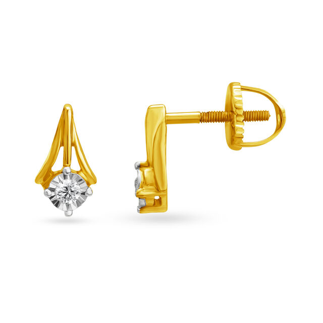 Contemporary Bud Shaped Single Stone Diamond Stud Earrings,,hi-res 2