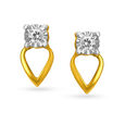 Floral Bright Gold and Diamond Stud Earrings 