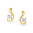 Single Stone Bud Shaped Diamond Stud Earrings 2