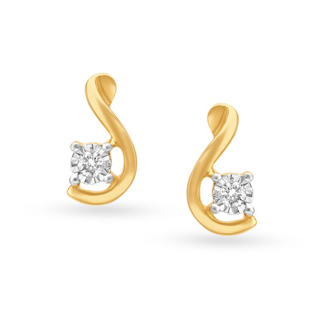 Single Stone Bud Shaped Diamond Stud Earrings 2
