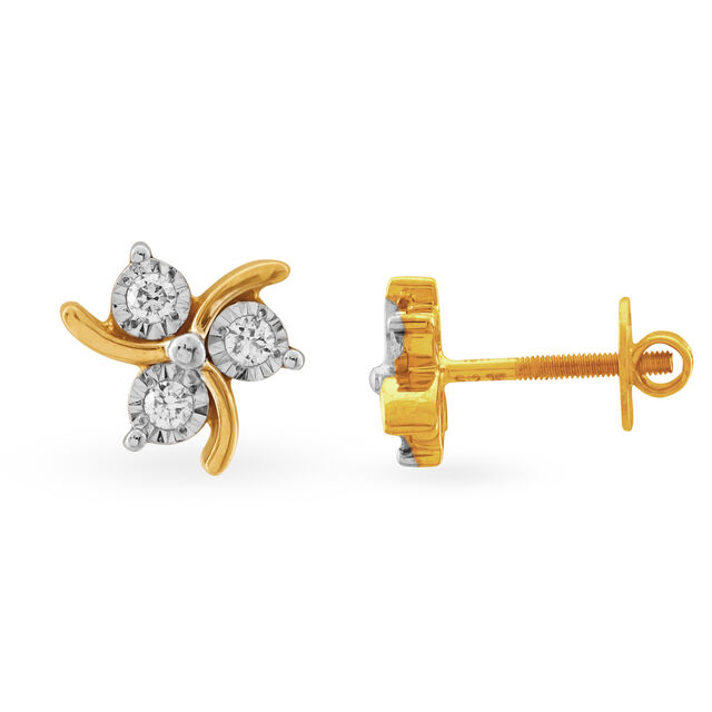 Glamorous Timeless Gold and Diamond Stud Earrings 2