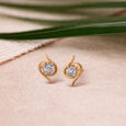 Spiral Single Stone Diamond Stud Earrings 