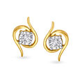 Spiral Single Stone Diamond Stud Earrings 2