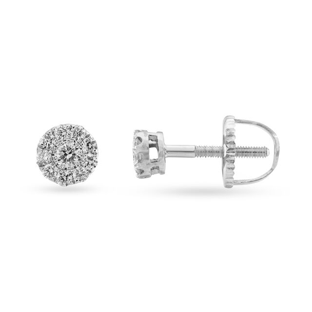 Sparkling Floral Diamond Round Stud Earrings,,hi-res 2
