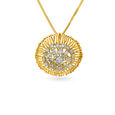 Minimalistic Gleaming Gold and Diamond Pendant and Earrings Set,,hi-res 2