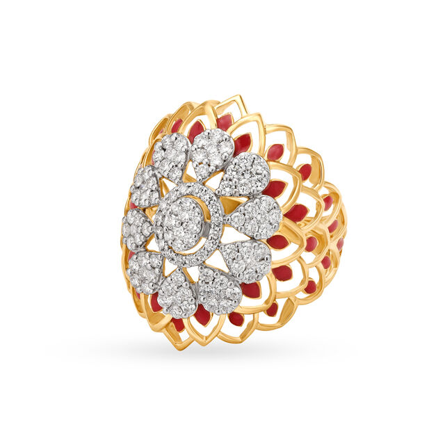 Decorated 18 Karat Yellow Gold And Diamond Finger Ring,,hi-res 3