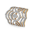 Royal 18 Karat Yellow Gold And Diamond Tiered Finger Ring 