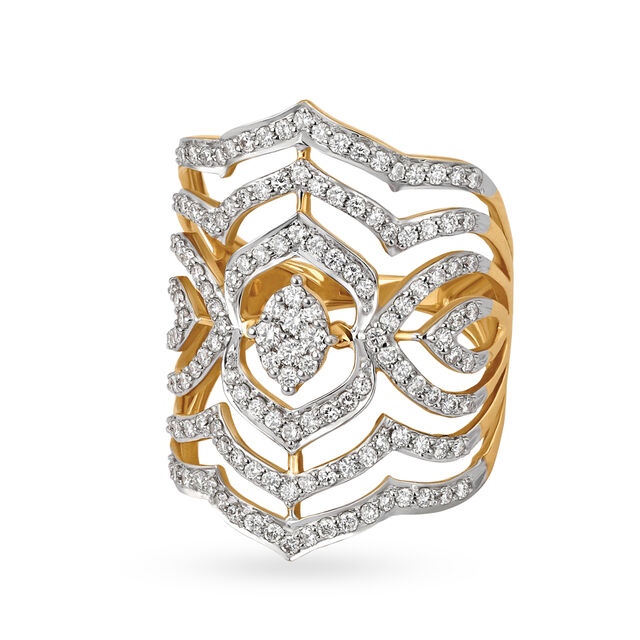 Royal 18 Karat Yellow Gold And Diamond Tiered Finger Ring 2