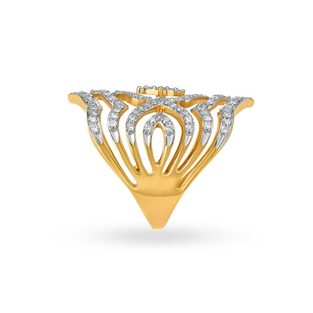 Royal 18 Karat Yellow Gold And Diamond Tiered Finger Ring 3