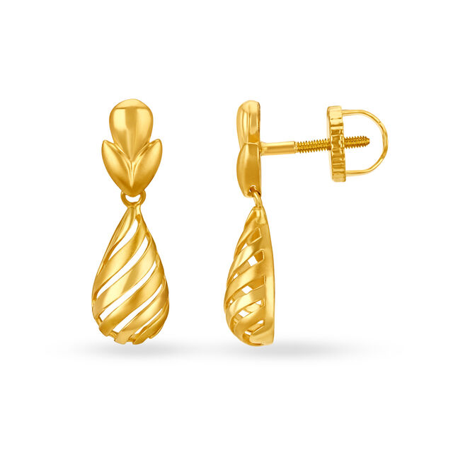 Simplistic Yellow Gold Striped Drop Earrings,,hi-res 2