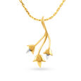 Floral Motif Contemporary Gold Pendant,,hi-res 