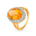 Gleaming 18 Karat Gold And Citrine Oval Ring,,hi-res 