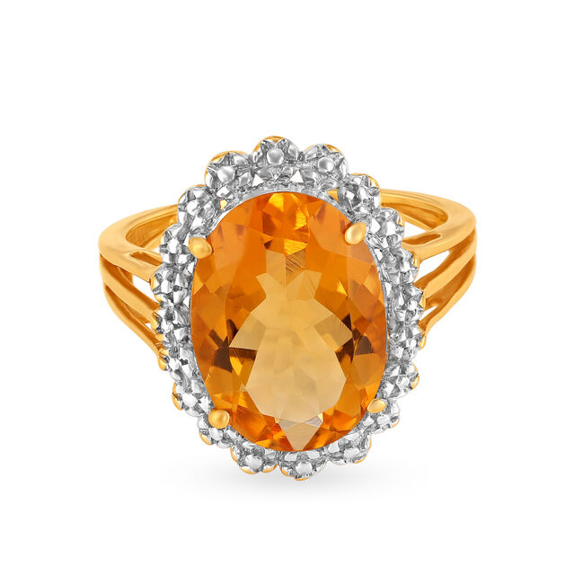 Gleaming 18 Karat Gold And Citrine Oval Ring,,hi-res 2