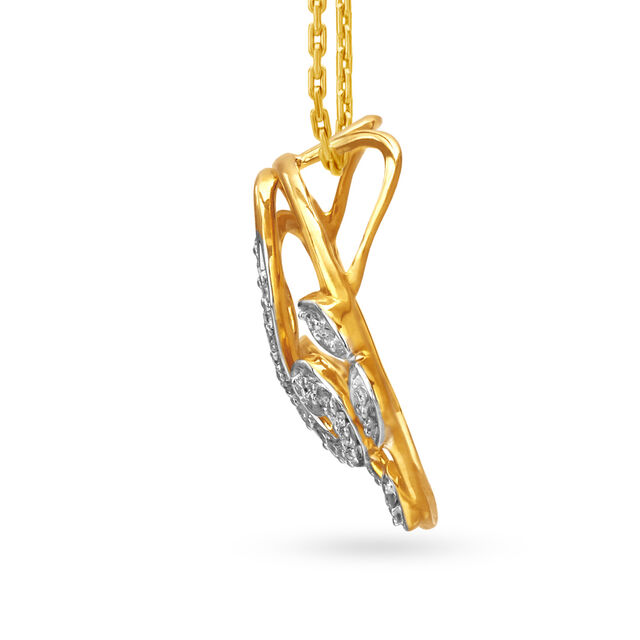 Dazzling Petal Motif Diamond Pendant And Earrings Set,,hi-res 3