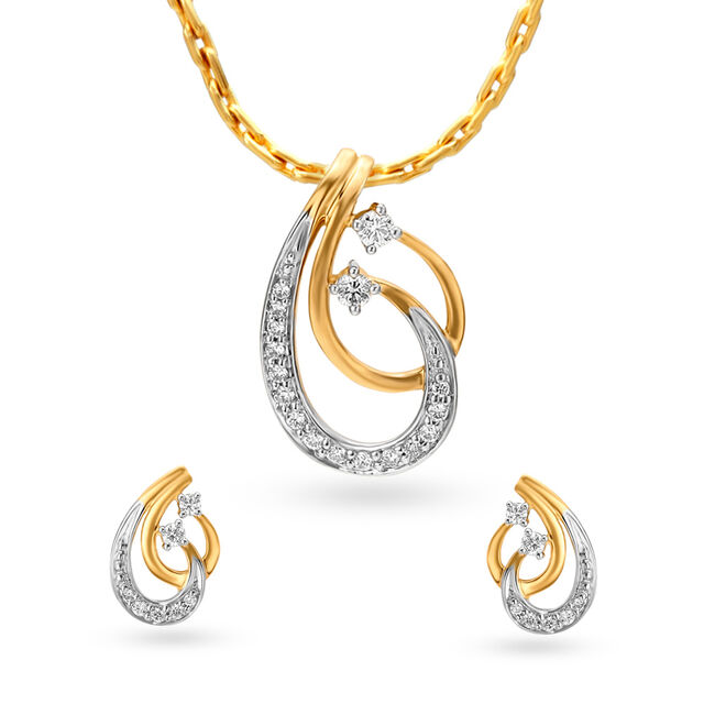 Edgy Diamond Pendant And Earrings Set,,hi-res 