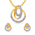 Diamond Studded Circlet Pendant and Earrings Set,,hi-res 