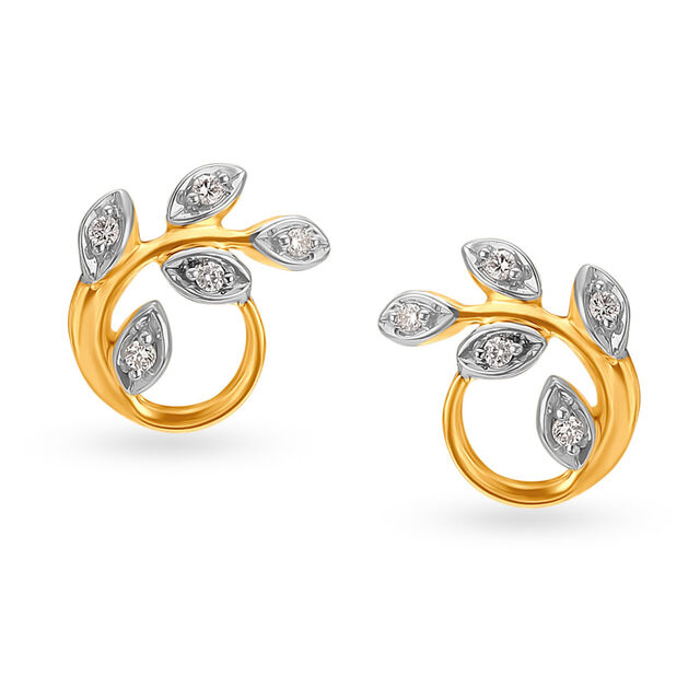 Leaf Inspired Gold Pendant and Earrings Set,,hi-res 2