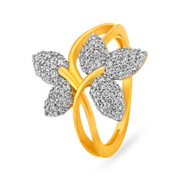 Bewitching 18 Karat Yellow Gold And Diamond Leaf Ring