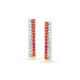 Diamond and Ruby Adorned Exuberant Gold Bali Hoops,,hi-res 