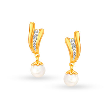 Marvellous Contemporary Diamond with Pearls Hoop Earrings