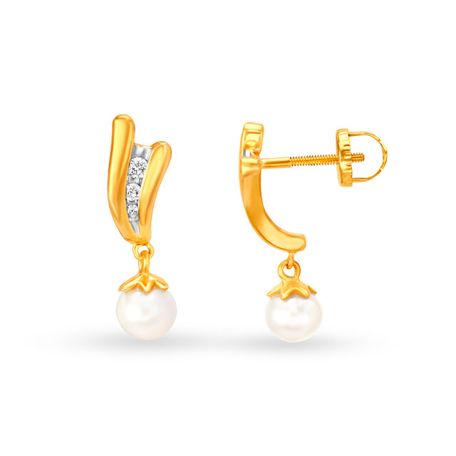 Marvellous Contemporary Diamond with Pearls Hoop Earrings,,hi-res 2