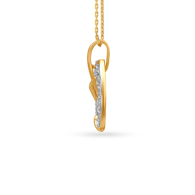 Circular Leaf Motif Diamond Pendant 2